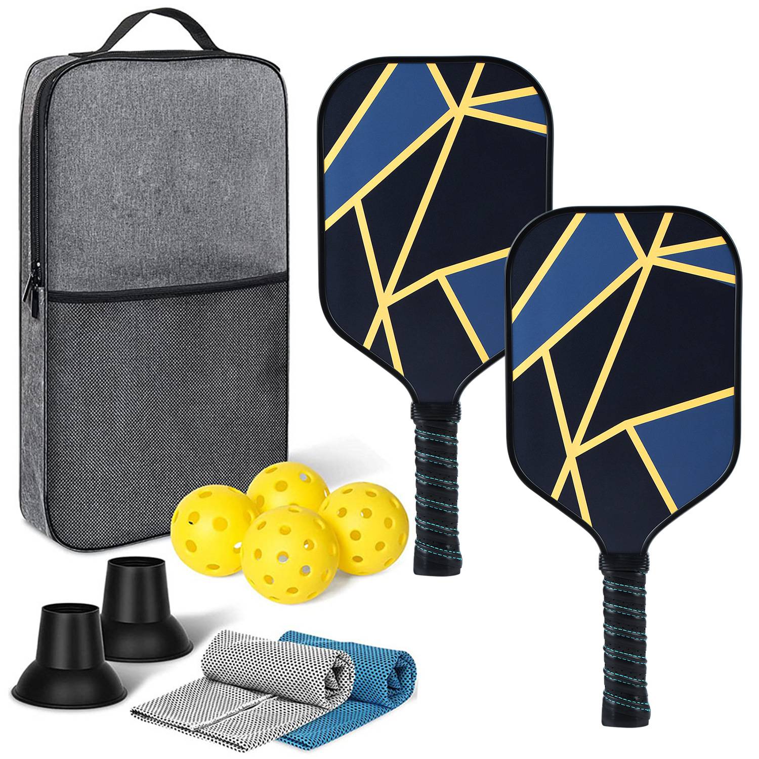 Pattern yellow-glass fiber double shot+4 ball+2 ball pickup +2 towel